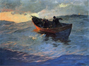 Struggle for the Catch boat Edward Henry Potthast Oil Paintings